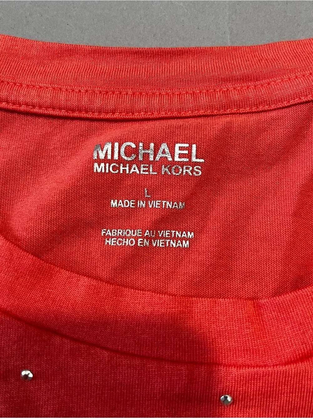Michael Kors Coral MK Logo Tee with Sparkle Accents (pre-owned).